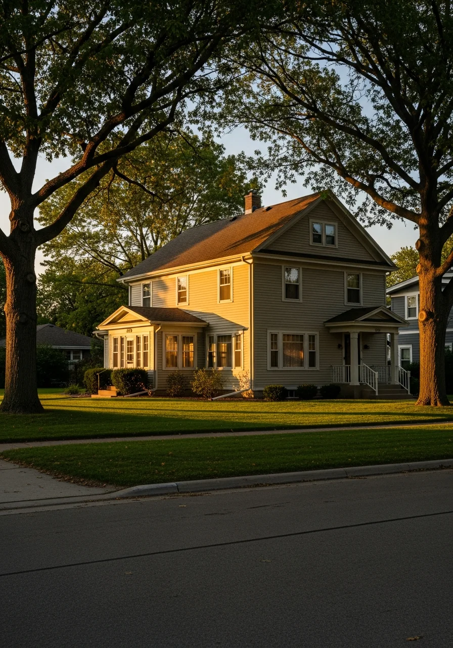Residential home in Beloit with mature landscaping and front porch.